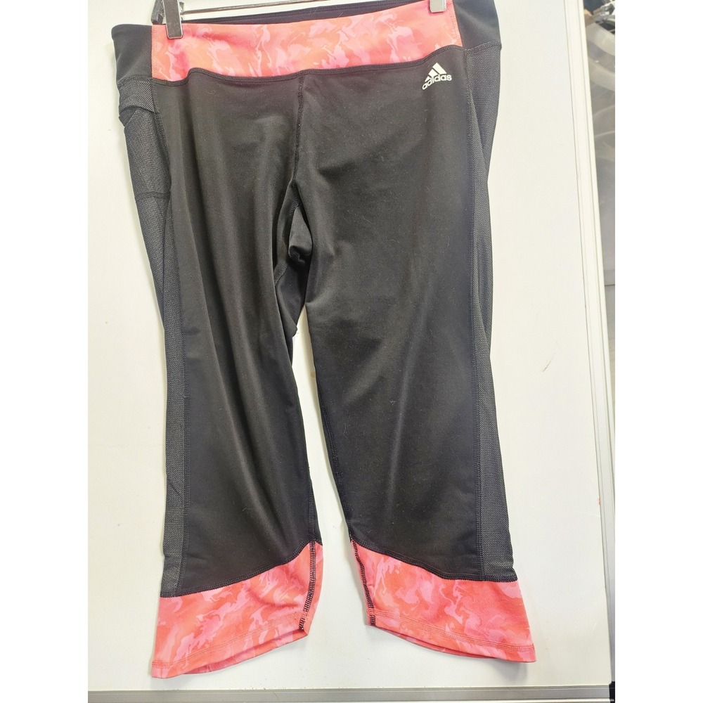 Adidas Climalite Women's XL Regular Black/Pink Pull-On Capri Activewear Pants